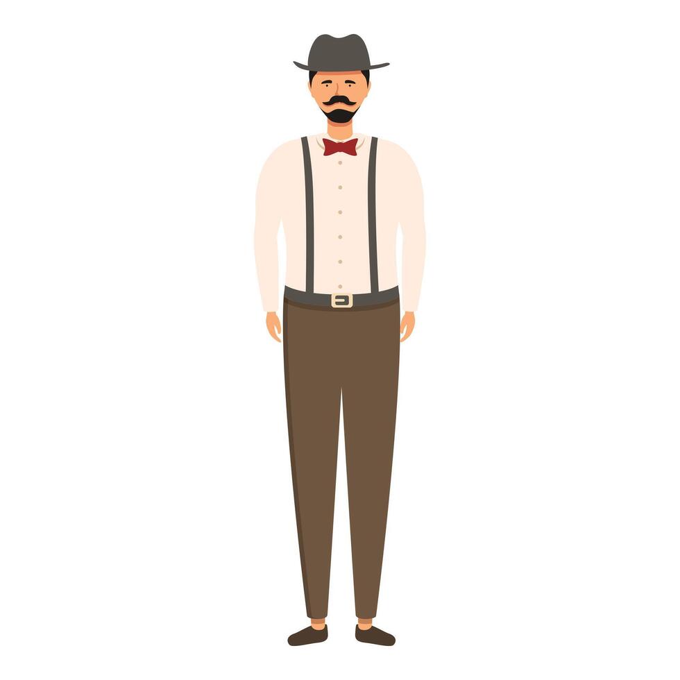 Retro hipster man with hat icon cartoon vector. Cool modern style vector