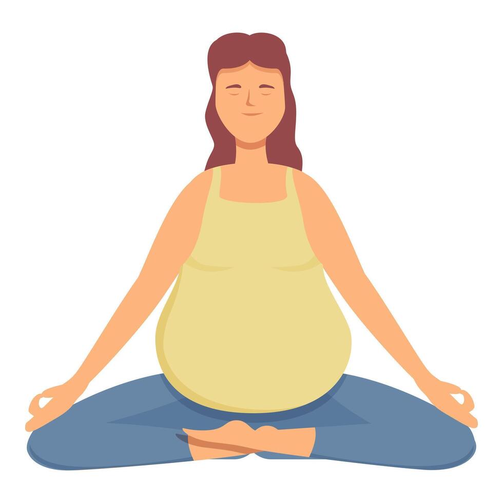 hembra a yoga actitud icono dibujos animados vector. embarazada mujer calma vector