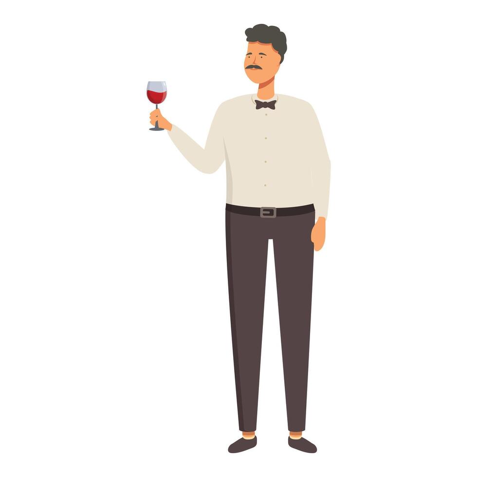 Wine tester icon cartoon vector. Man take a red wine glass vector