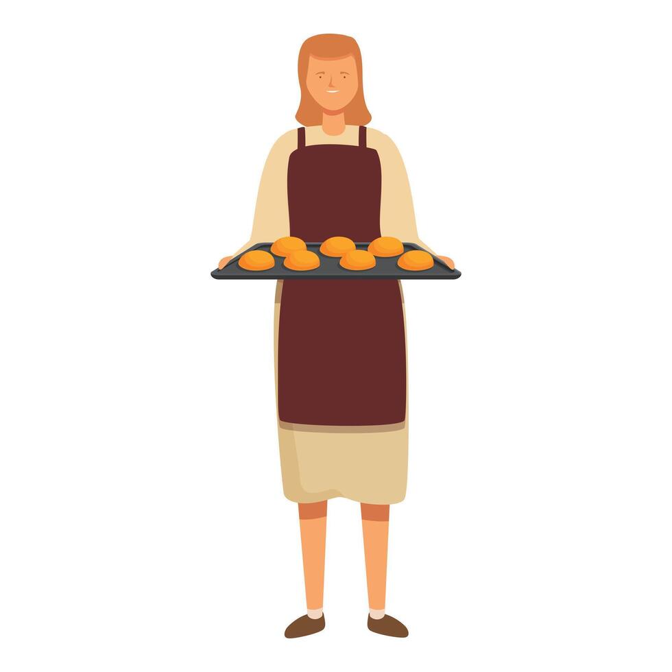 Woman bakery cooking icon cartoon vector. Making wheat vector