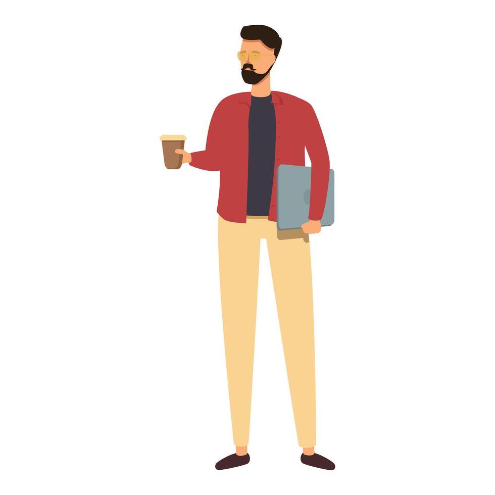 Hipster boy with street coffee icon cartoon vector. Fashion culture vector