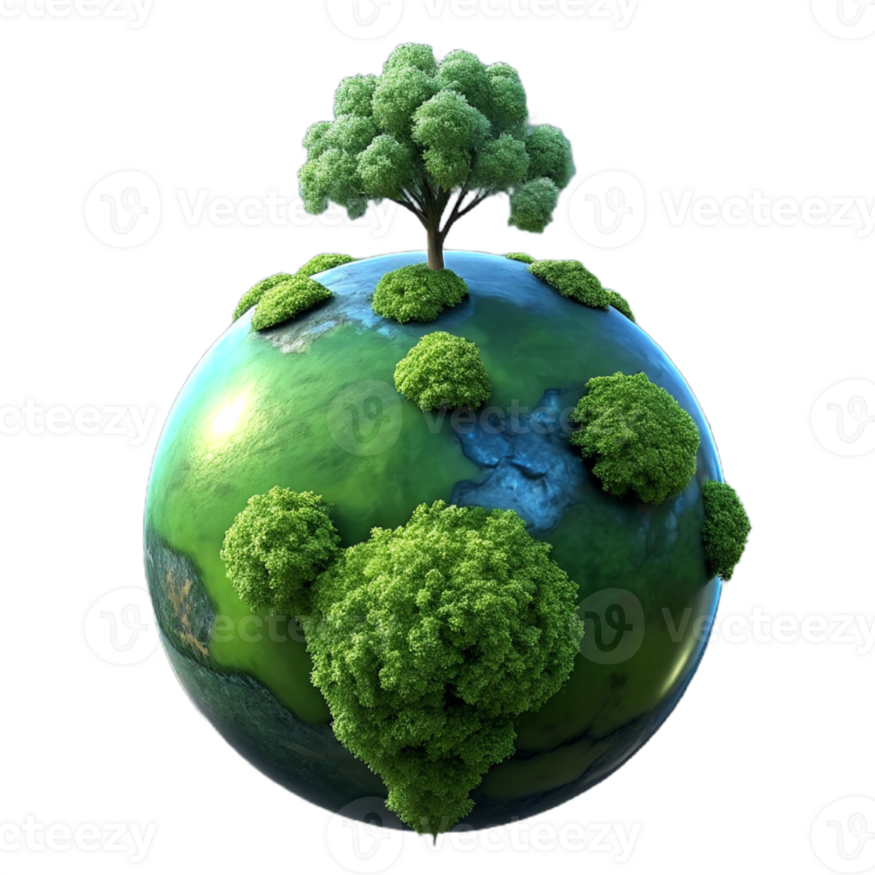 AI generated World Map Green Planet Earth Day or Environment day Concept. png