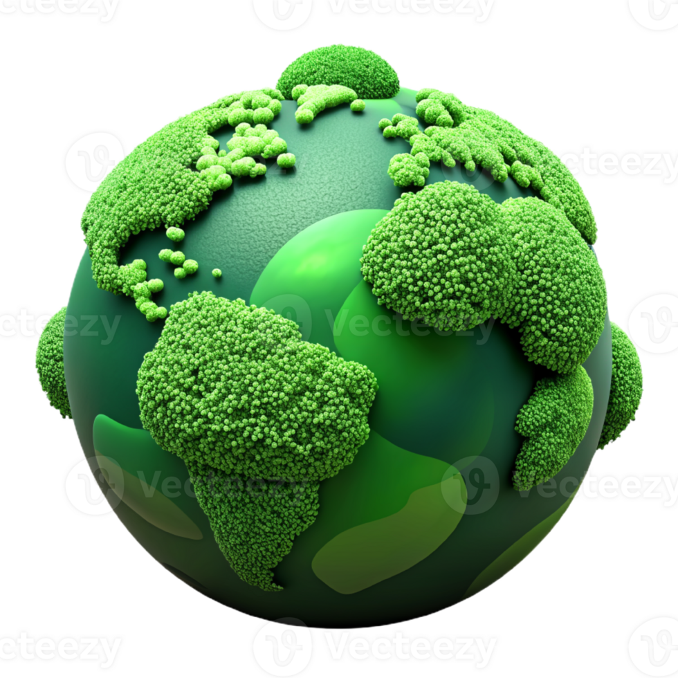 AI generated World Map Green Planet Earth Day or Environment day Concept. png