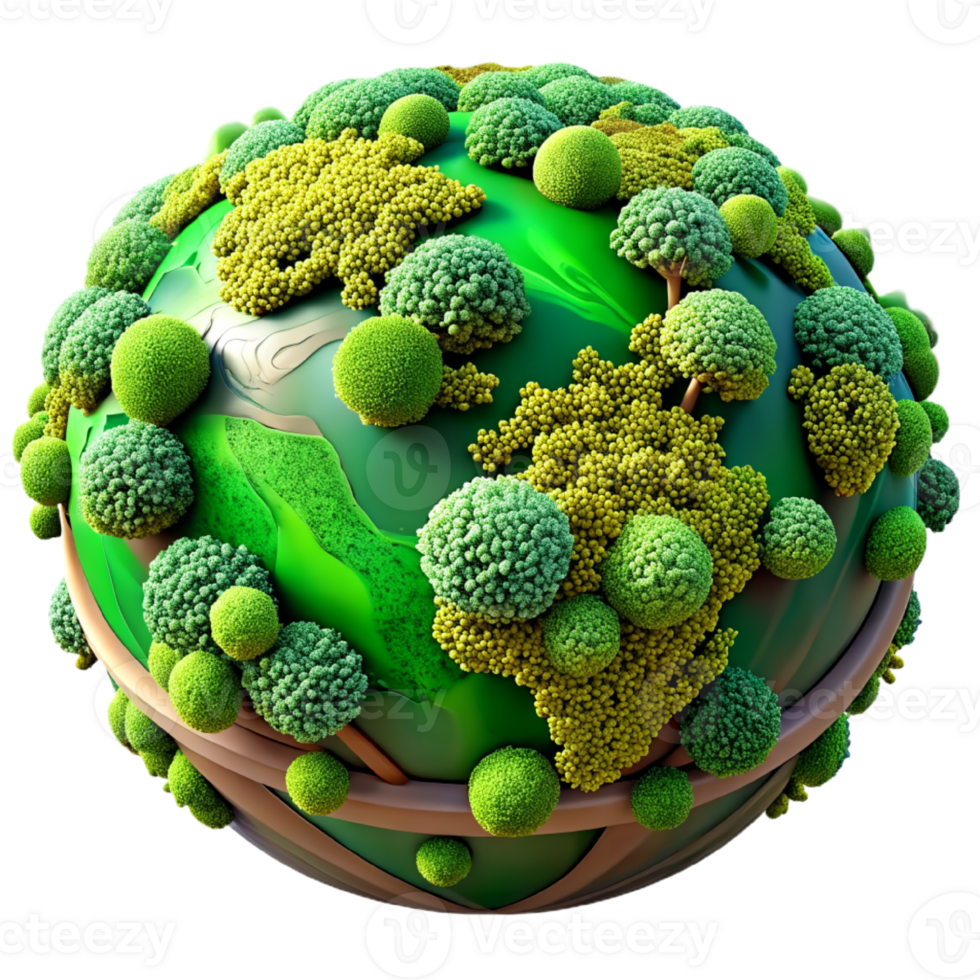 AI generated World Map Green Planet Earth Day or Environment day Concept. png