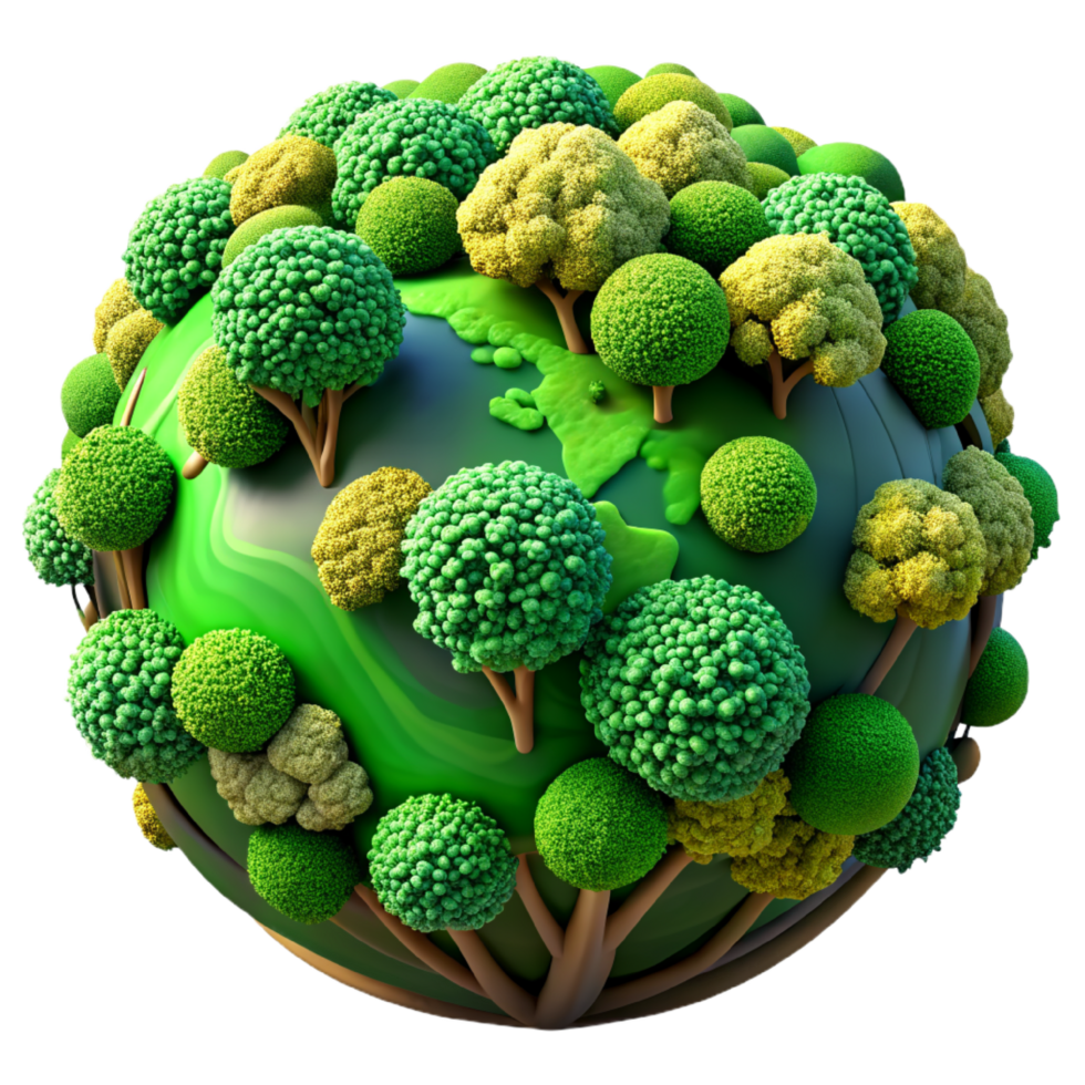 AI generated World Map Green Planet Earth Day or Environment day Concept. png