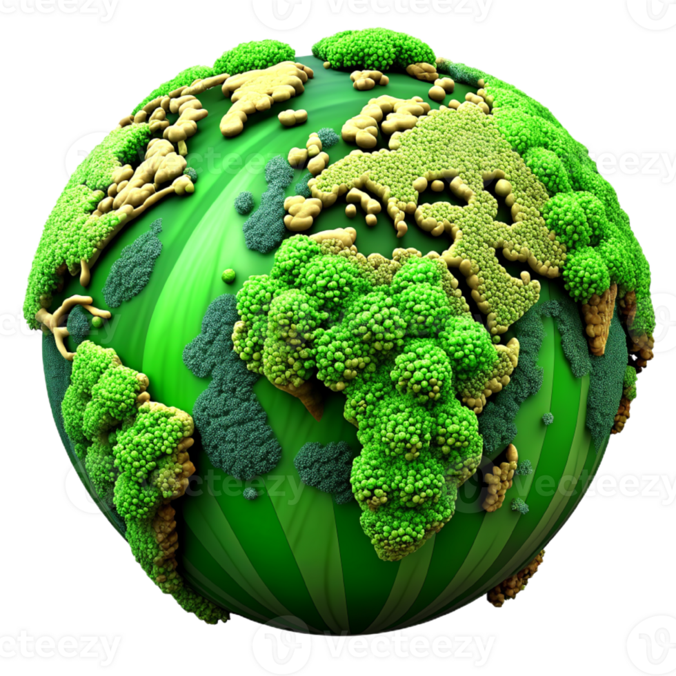 AI generated World Map Green Planet Earth Day or Environment day Concept. png