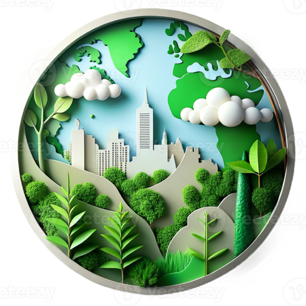 AI generated World environment and earth day concept, paper cut png