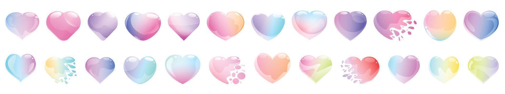 Soap bubble valentine icons set cartoon vector. Romantic heart vector
