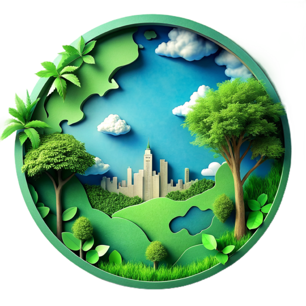 AI generated World environment and earth day concept, paper cut png