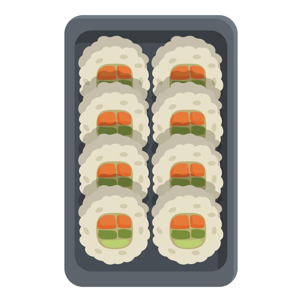 Sushi box icon cartoon vector. Meal takeout vector