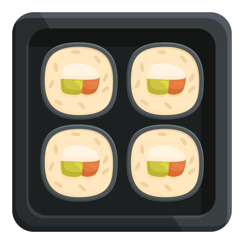 Vegan sushi box icon cartoon vector. Street asian food vector