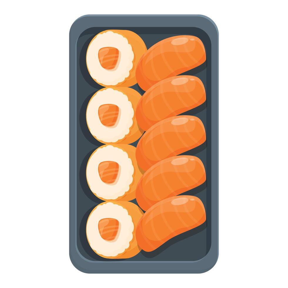 pequeño Sushi caja icono dibujos animados vector. entrega asiático comida vector