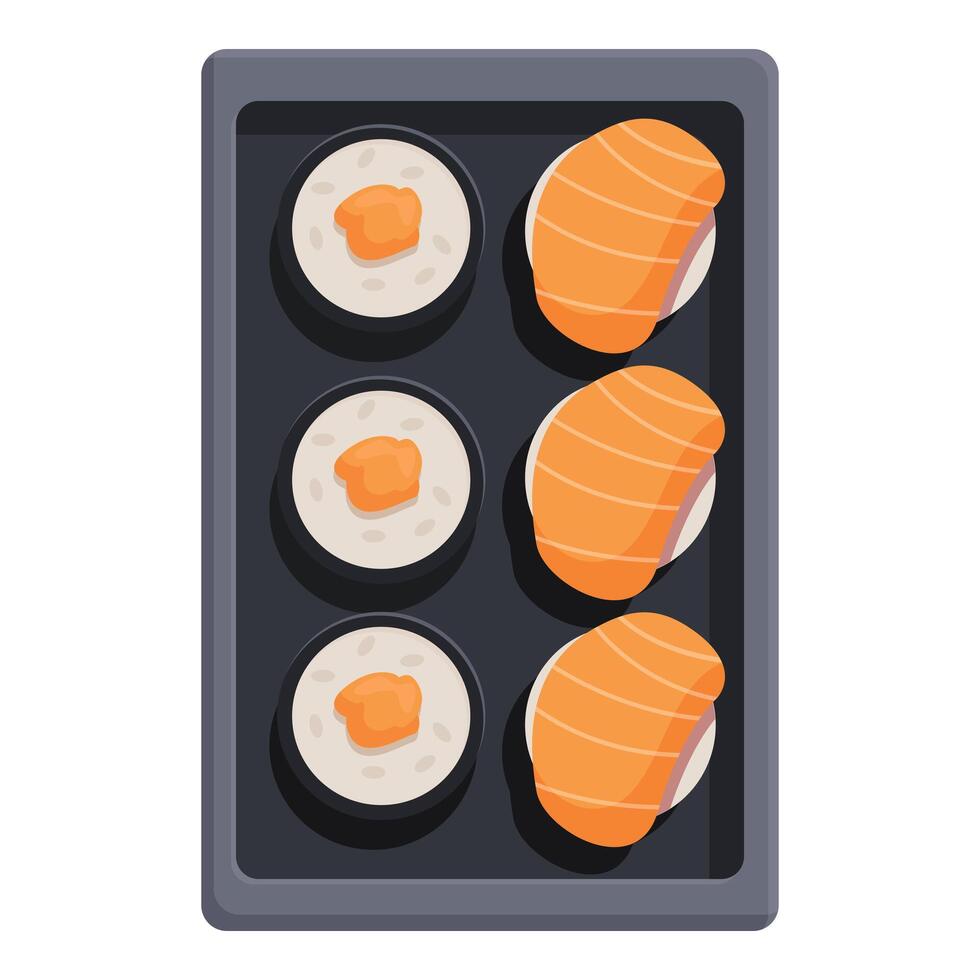 Take out sushi box icon cartoon vector. Street asian restaurant vector