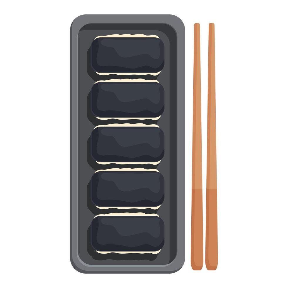 Black sushi box icon cartoon vector. Delivery asian food vector