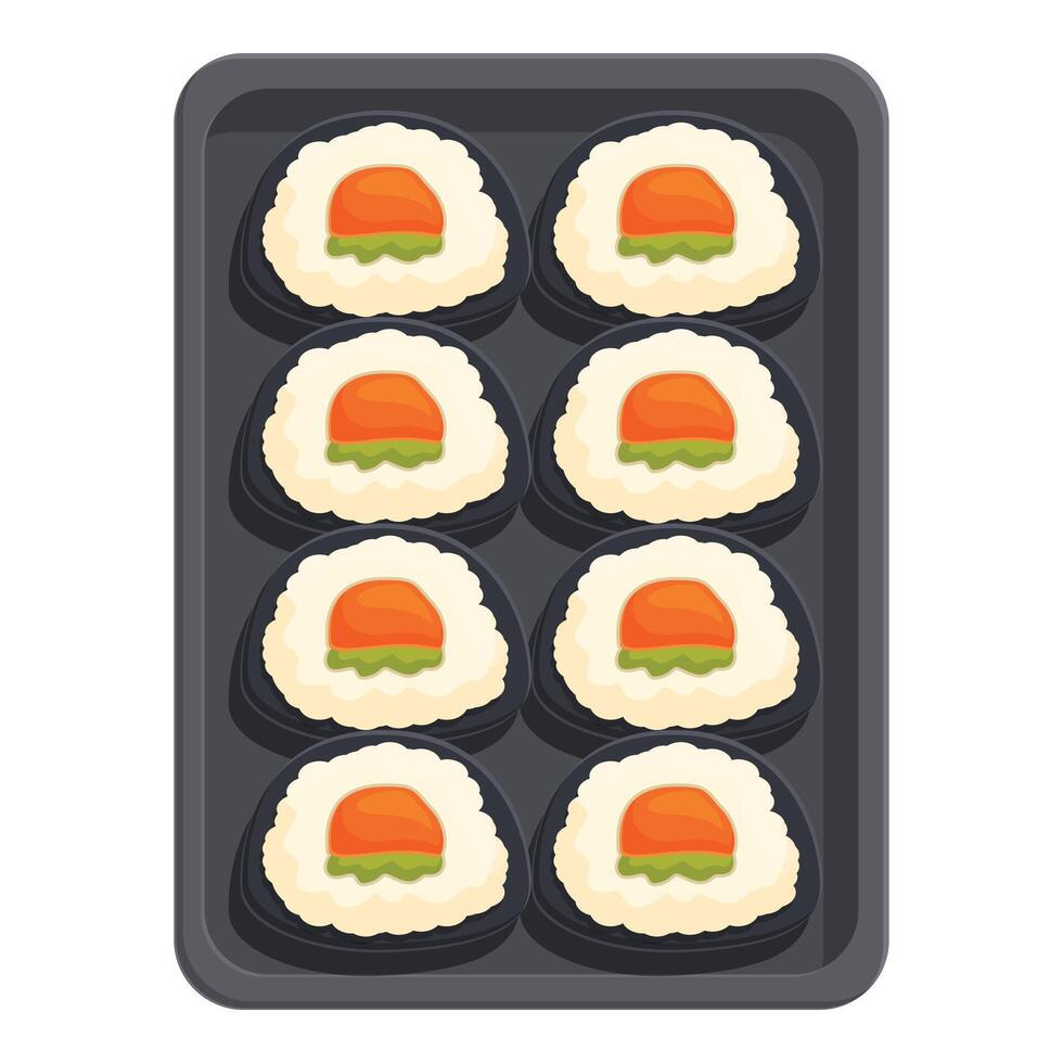 8 sushi set box icon cartoon vector. Online deliver vector