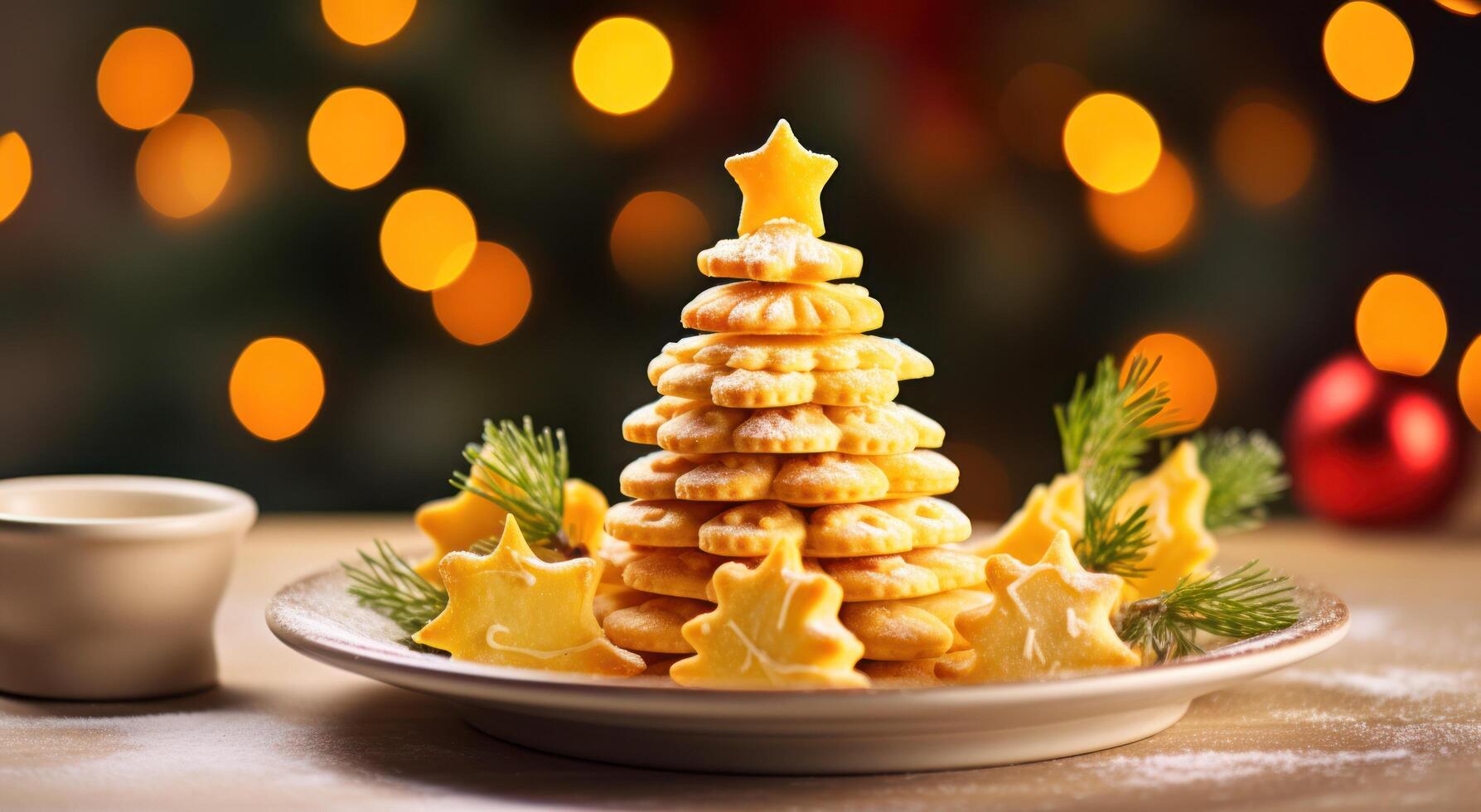 AI generated christmas tree appetizer cookies photo