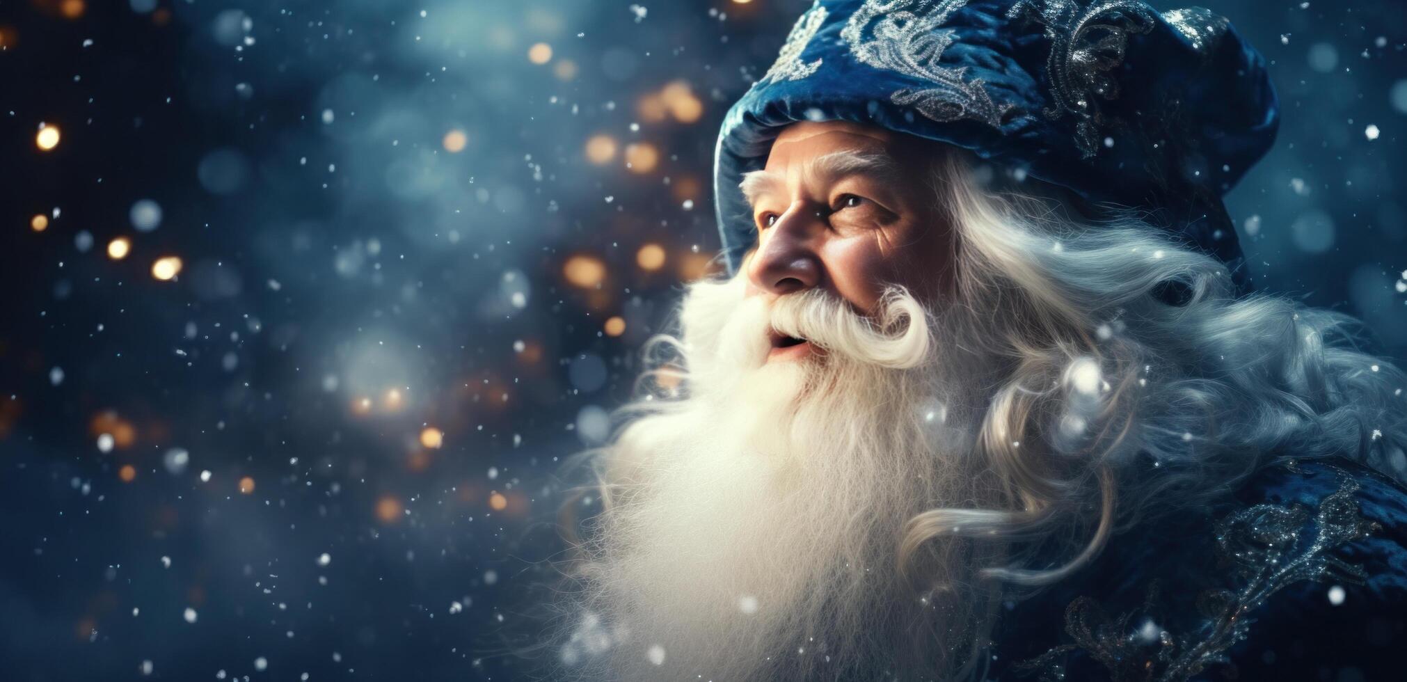 AI generated santa claus with stars and sparkles photo