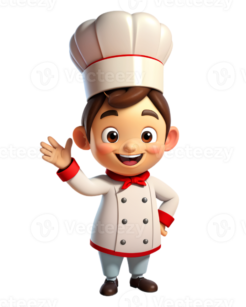 AI generated 3d cute chef cartoon png