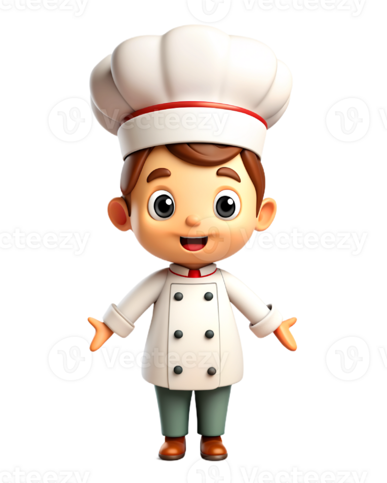 AI generated 3d cute chef cartoon png