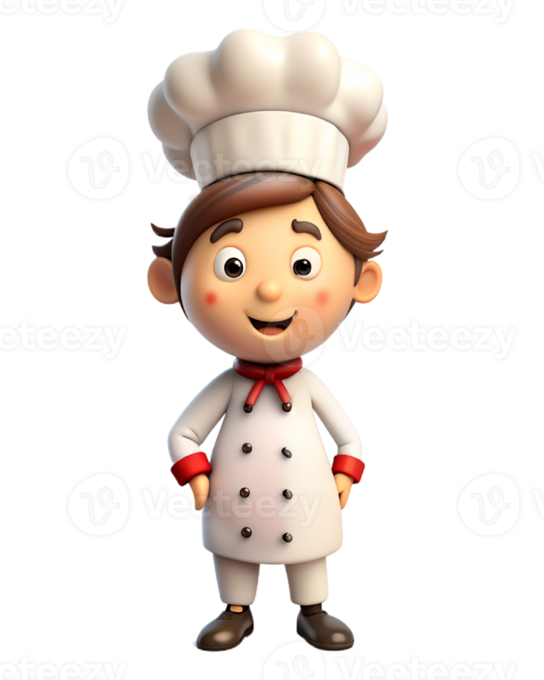 AI generated 3d cute chef cartoon png