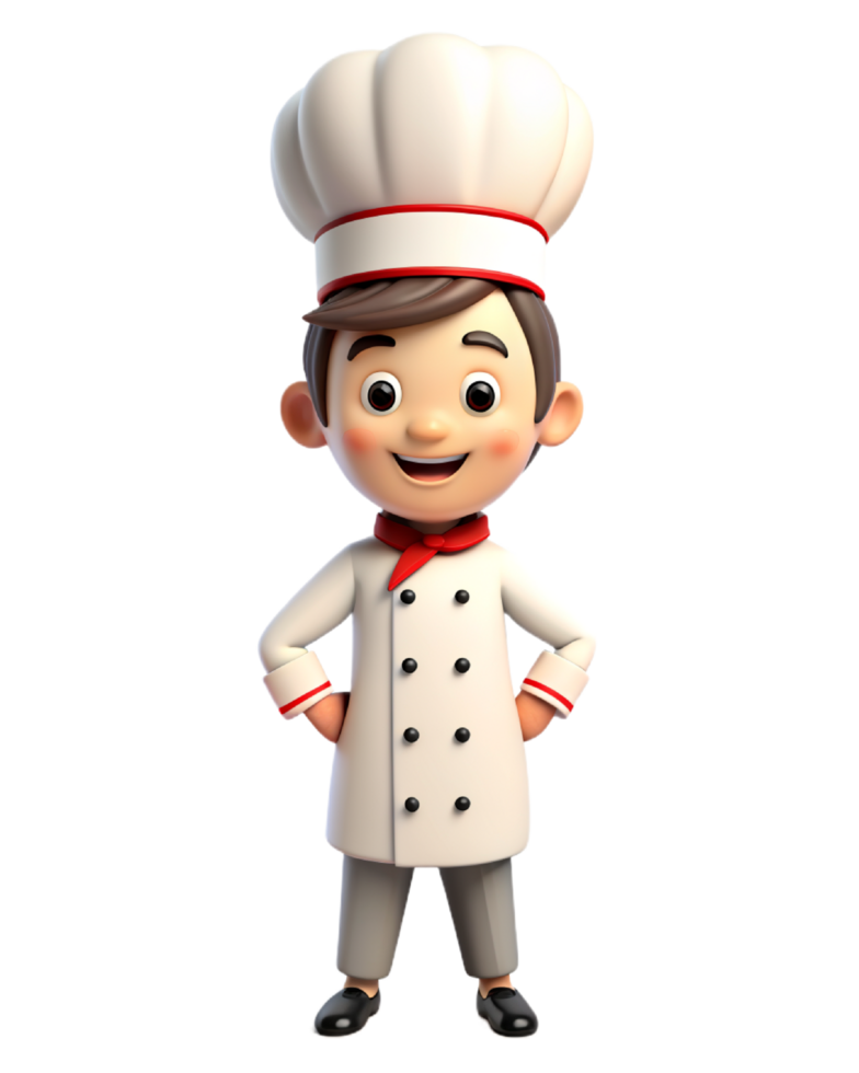 AI generated 3d cute chef cartoon png