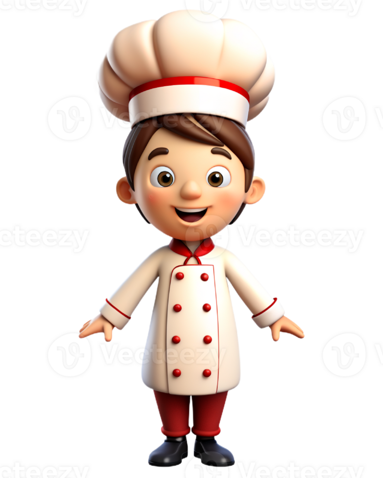 AI generated 3d cute chef cartoon png