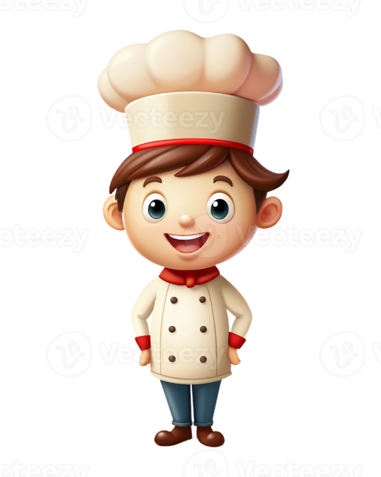 AI generated 3d cute chef cartoon png