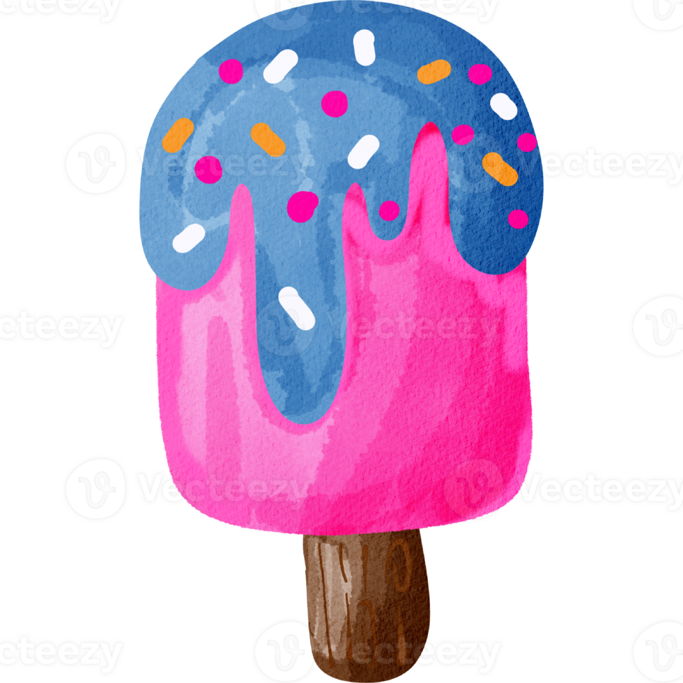 Pink Ice Cream with Blue Sauce Drizzled on Top png