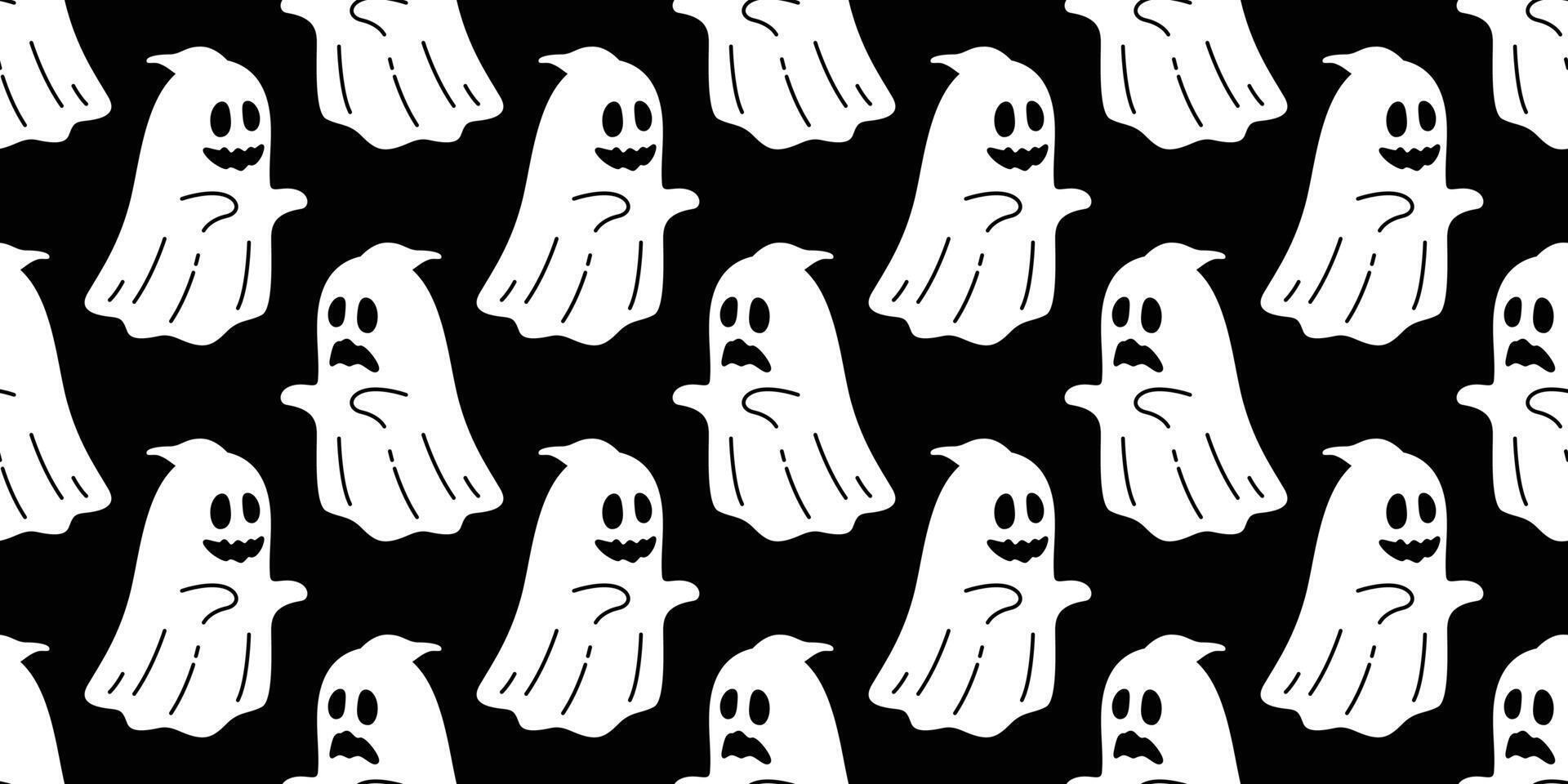 Ghost seamless pattern vector Halloween spooky scarf isolated repeat wallpaper tile background devil evil cartoon illustration doodle gift wrap paper black design