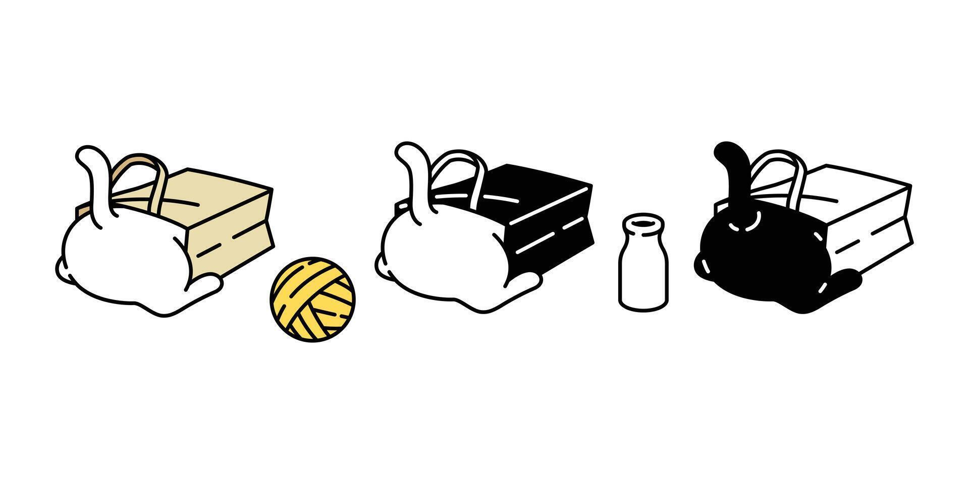 cat vector icon calico paper bag kitten pet toy yarn ball breed logo symbol character cartoon doodle illustration design