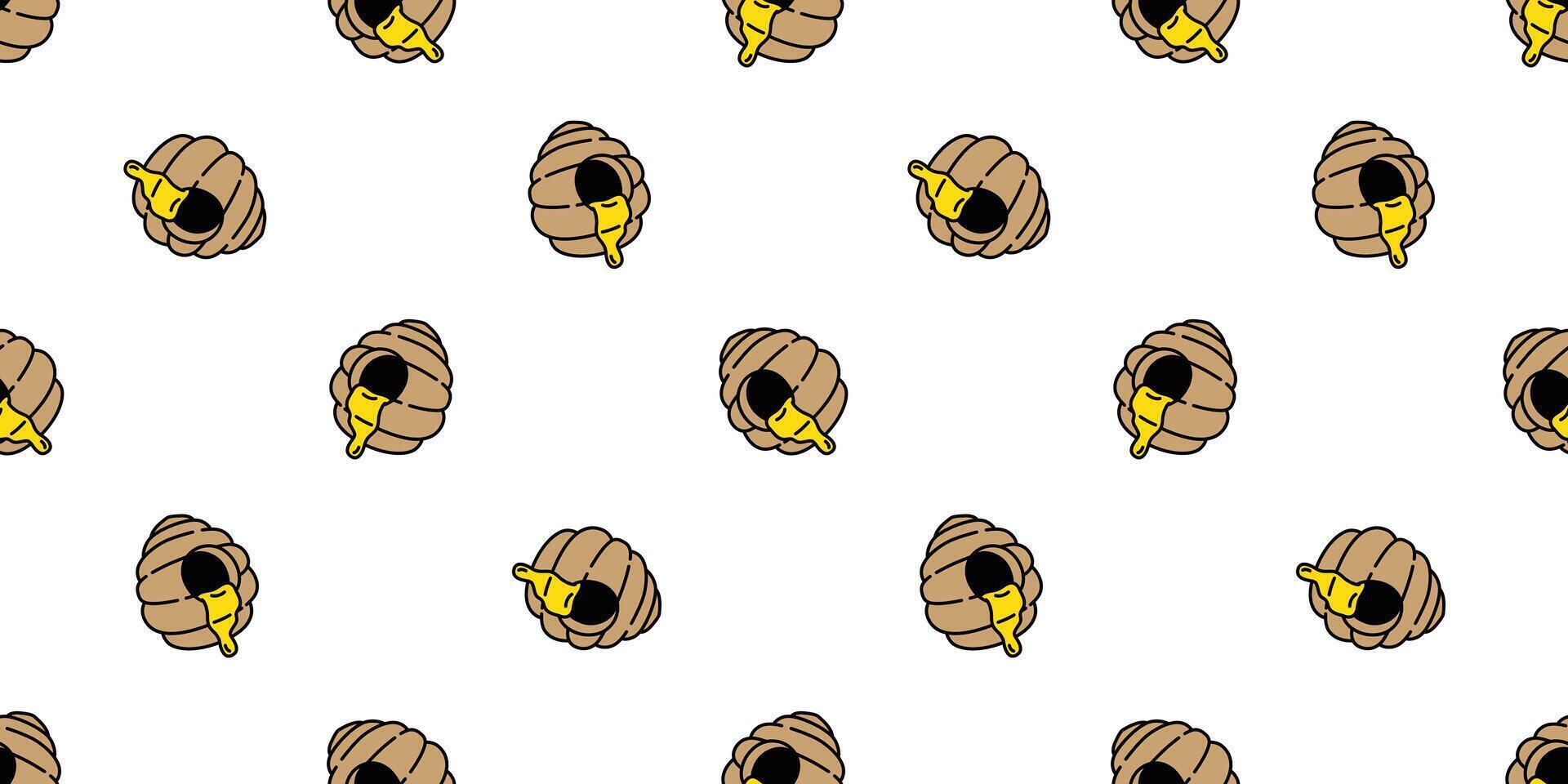 honey bee seamless pattern vector bear polar jam scarf isolated cartoon repeat background tile textured wallpaper textile illustration doodle white design