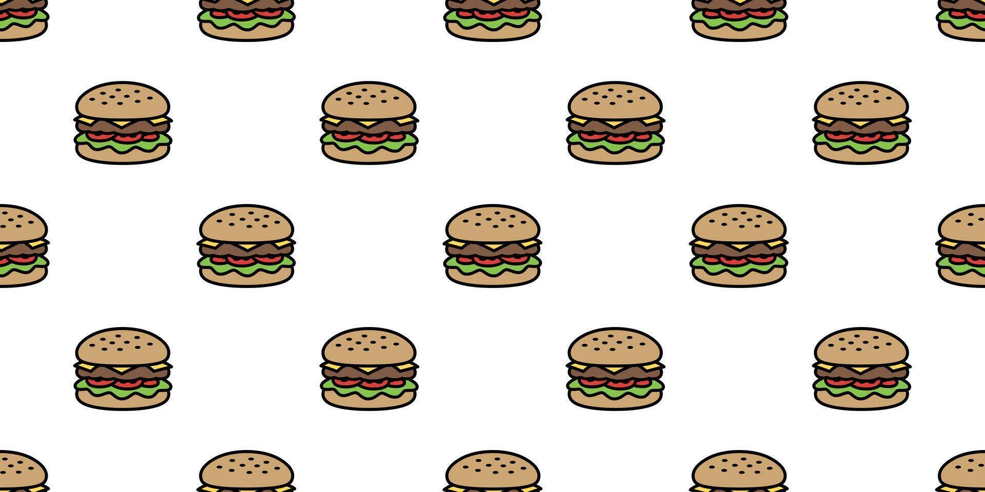 hamburguesa sin costura modelo rápido comida vector panadería horneado carne icono restaurante repetir fondo de pantalla bufanda aislado dibujos animados loseta antecedentes garabatear ilustración diseño