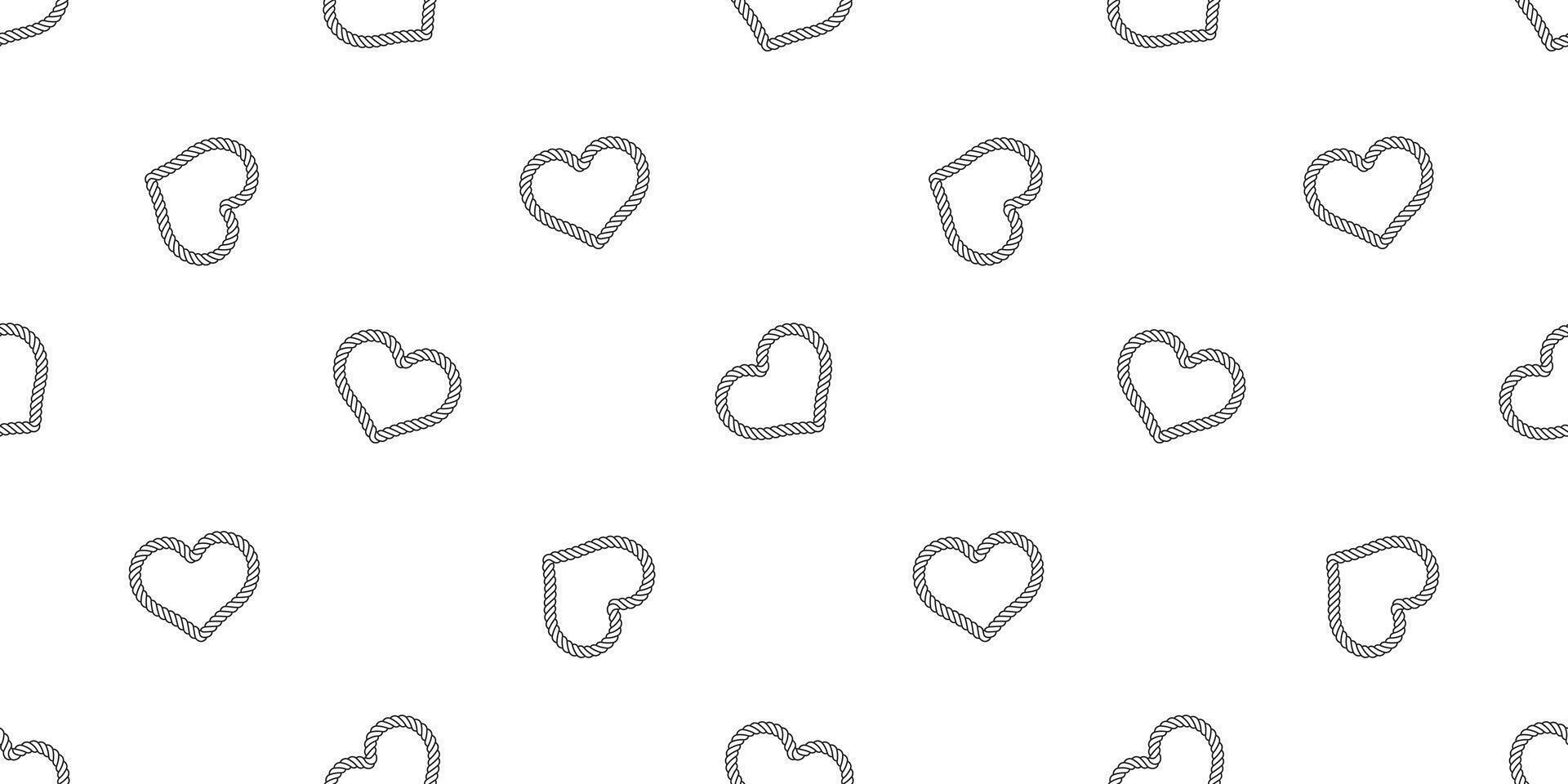 heart seamless pattern valentine vector rope lasso cartoon scarf isolated tile background repeat wallpaper doodle white illustration design