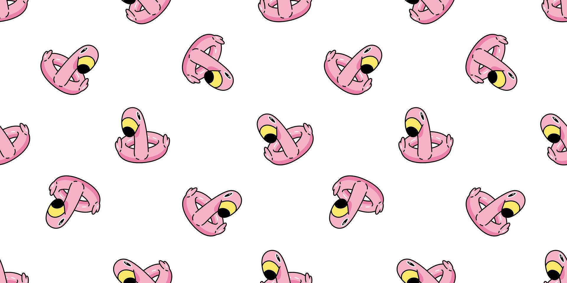 pink flamingo seamless pattern swimming ring pool vector ocean summer tropical scarf isolated Cartoon bird flamingos animal exotic nature wild fauna repeat wallpaper tile background illustration