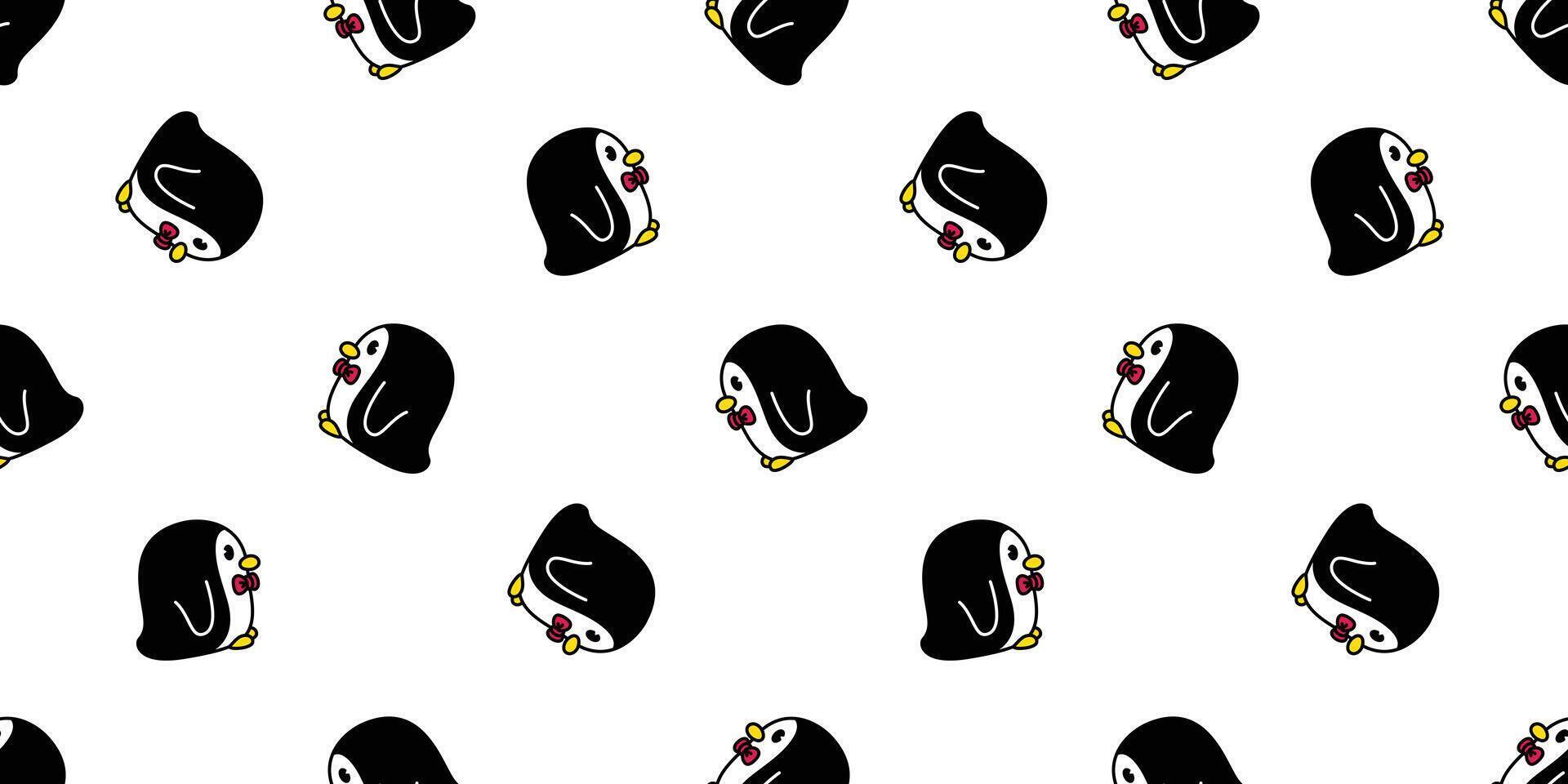penguin Seamless pattern bird vector cartoon doodle scarf isolated repeat wallpaper tile background illustration design