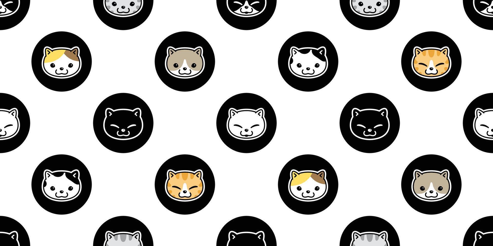 cat seamless pattern kitten polka dot vector calico animal pet scarf isolated repeat background cartoon tile wallpaper doodle illustration design