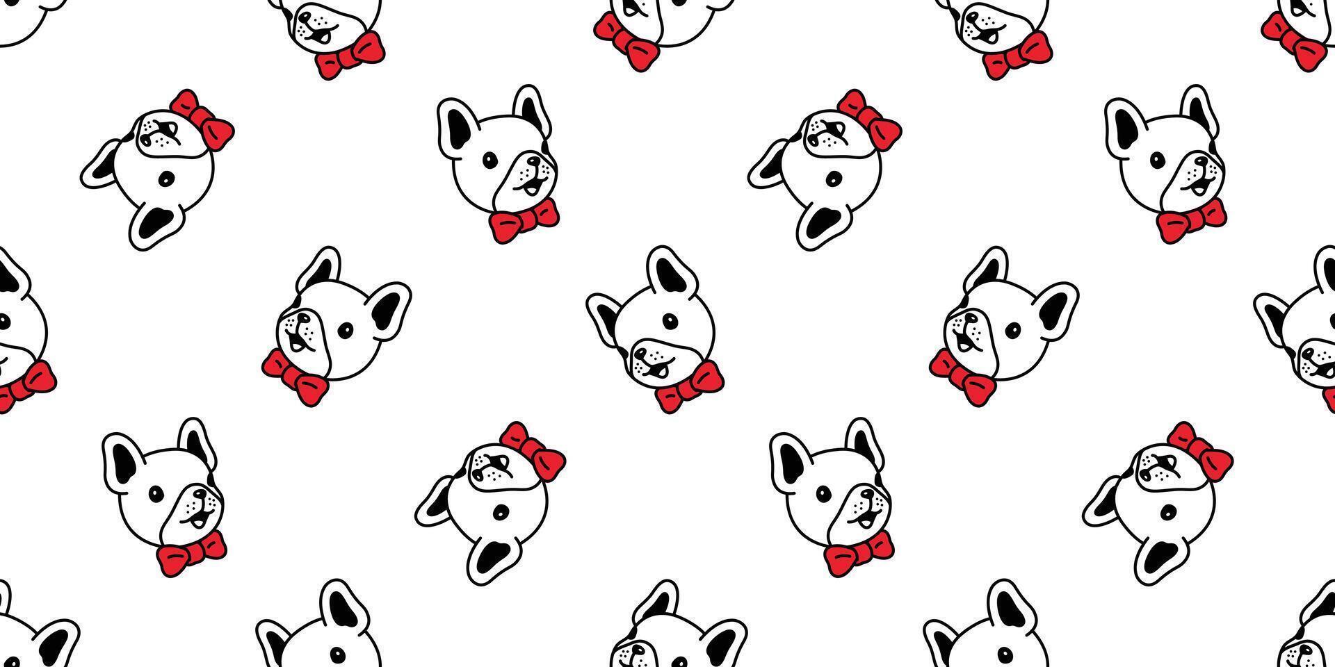 dog seamless pattern french bulldog vector face head bow tie pet puppy animal scarf isolated repeat wallpaper tile background cartoon illustration doodle design