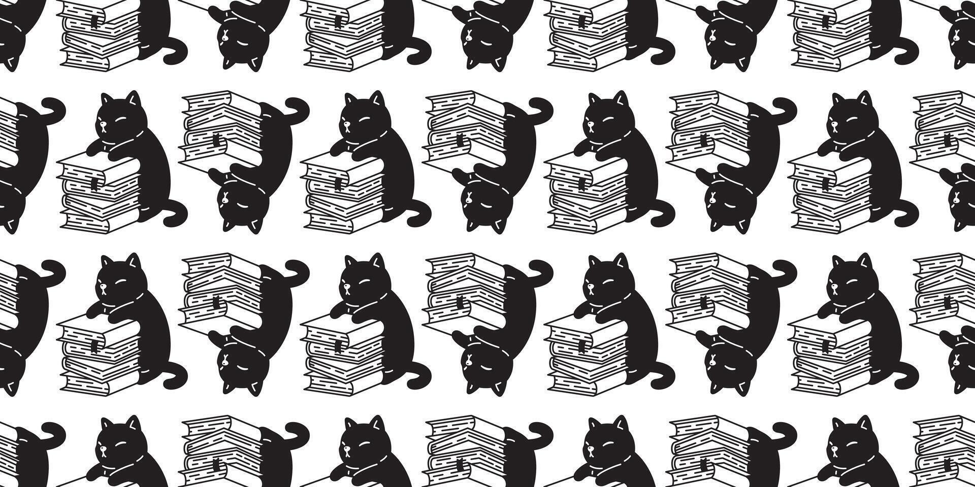 cat seamless pattern vector kitten book calico scarf isolated cartoon tile wallpaper repeat background illustration design