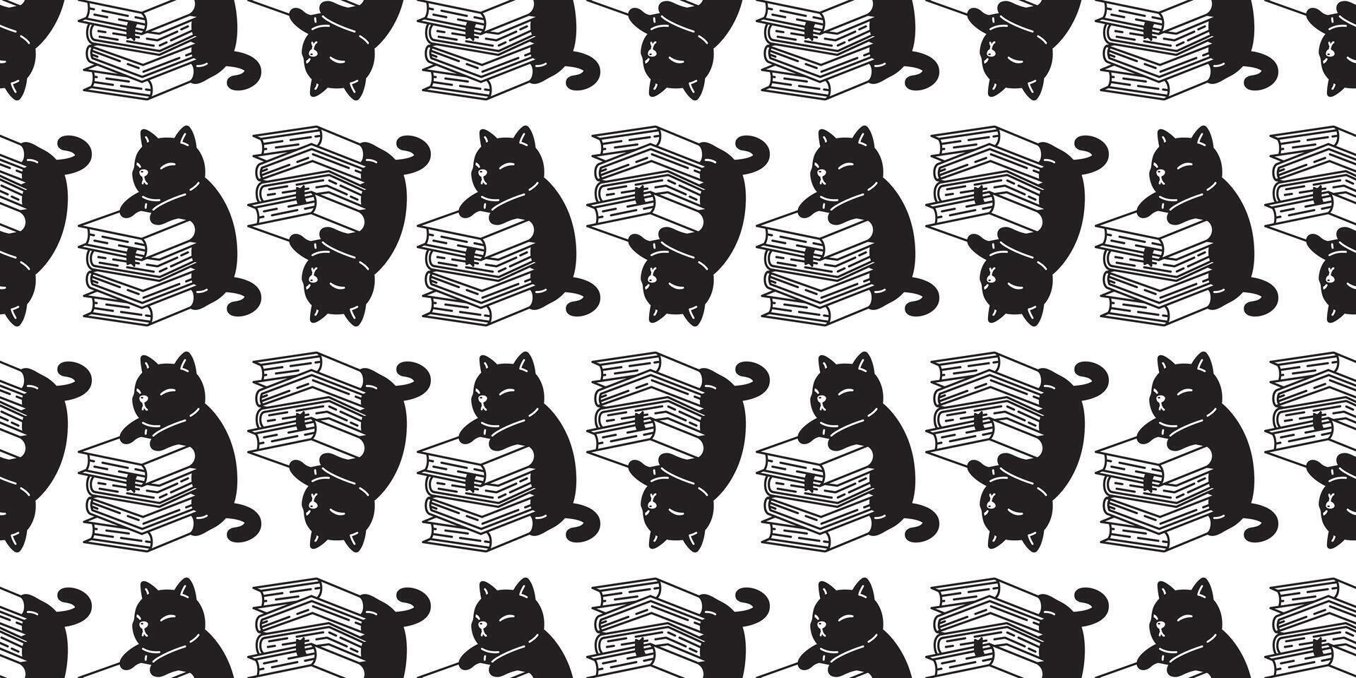 cat seamless pattern vector kitten book calico scarf isolated cartoon tile wallpaper repeat background illustration design
