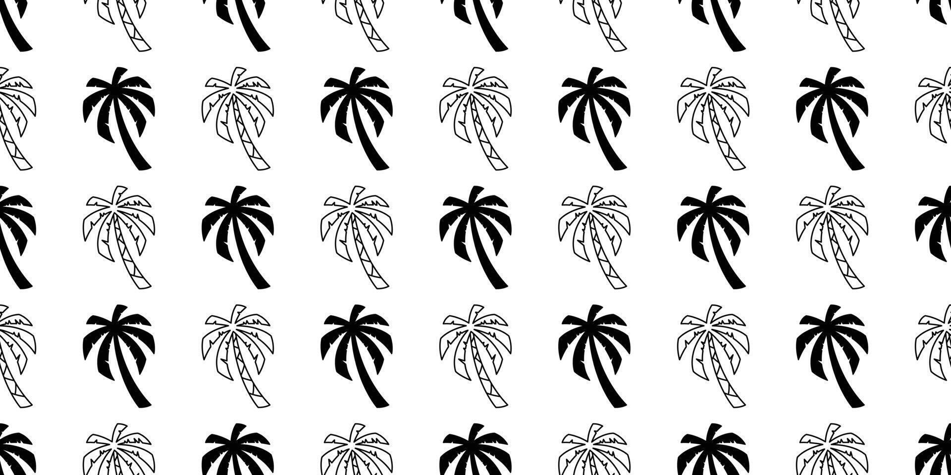 palma árbol sin costura modelo Coco árbol vector isla tropical Oceano playa verano bufanda aislado dibujos animados loseta antecedentes repetir fondo de pantalla ilustración negro blanco diseño