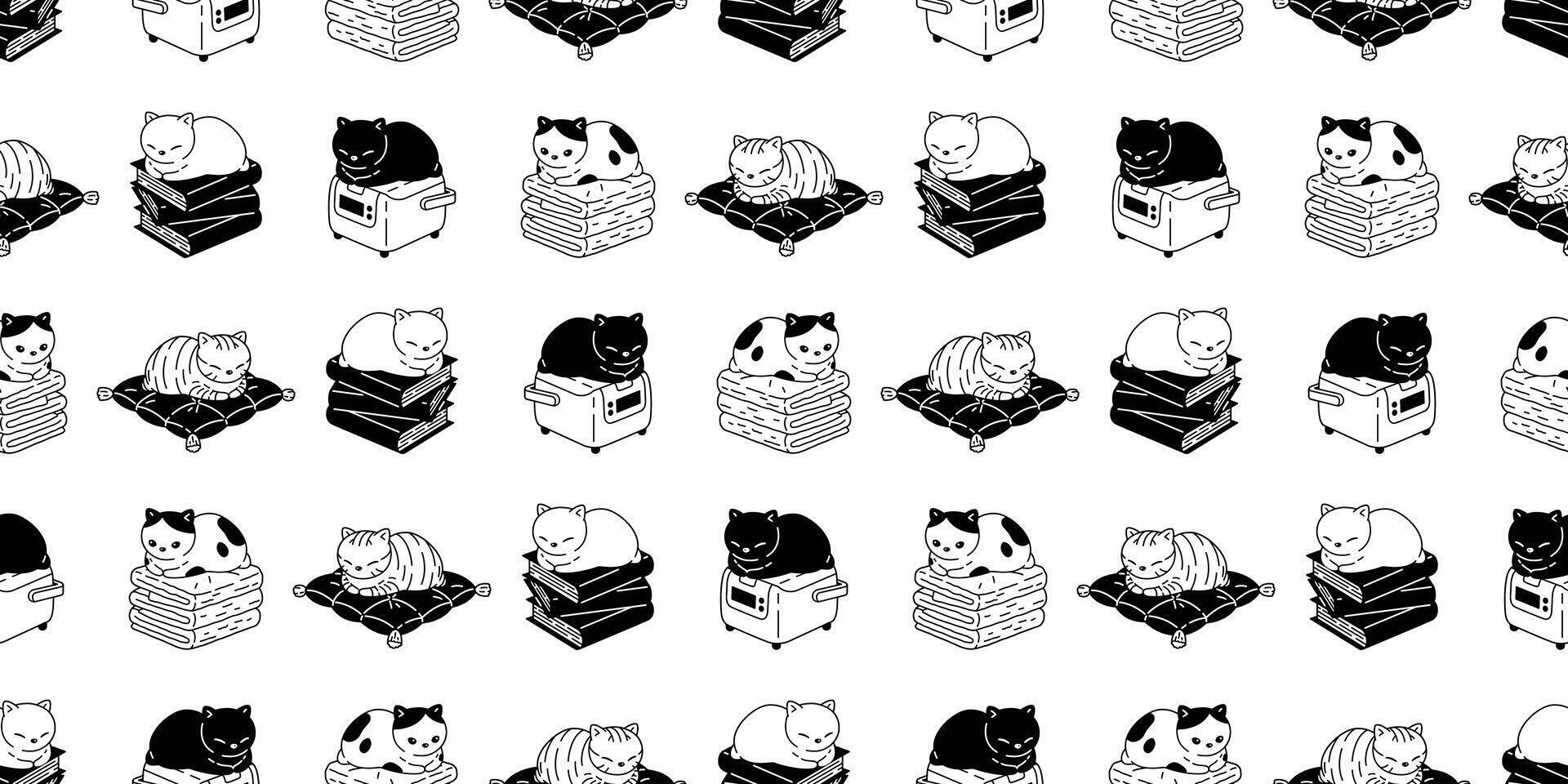 cat seamless pattern kitten vector calico rice cooker cook pillow book towel scarf isolated repeat background cartoon tile wallpaper doodle illustration white design