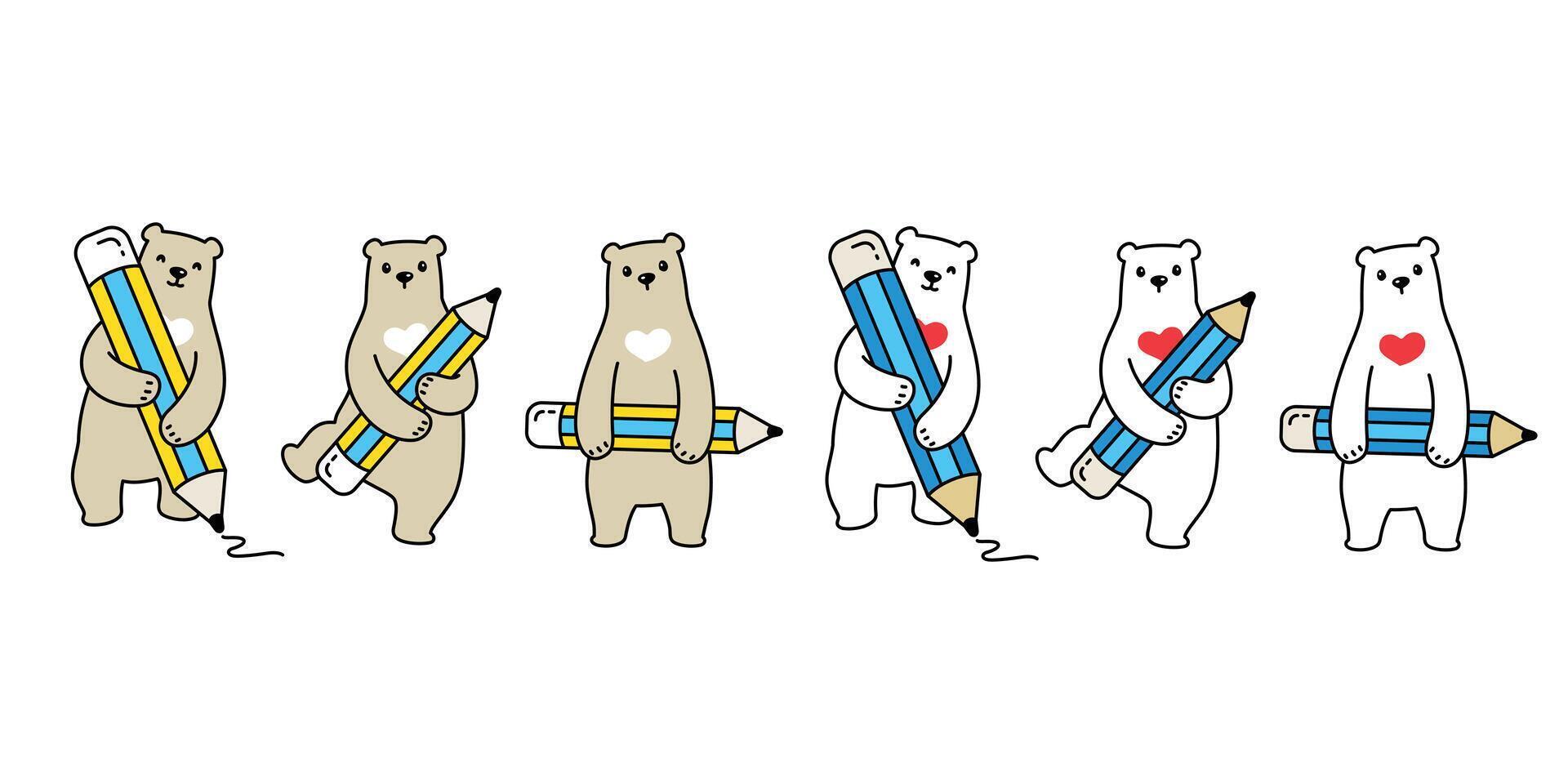 Bear vector polar bear pencil icon logo teddy cartoon character symbol illustration doodle design