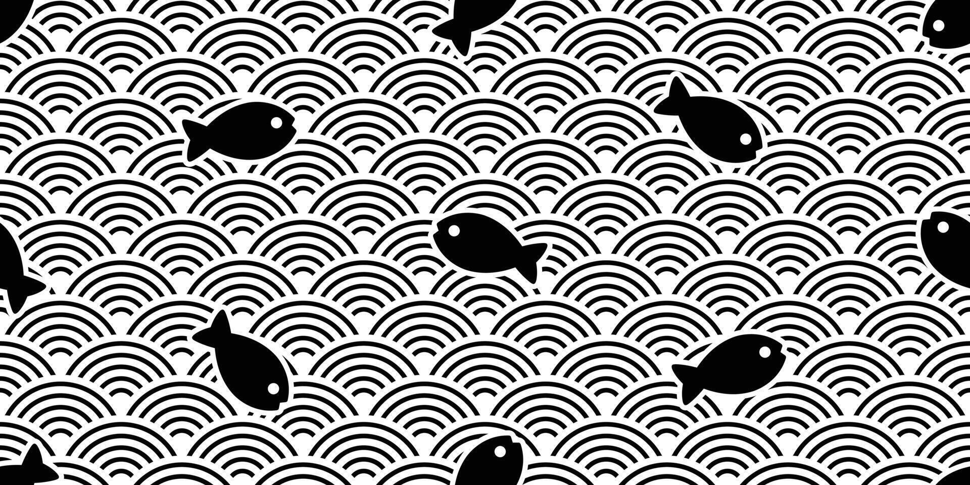 fish Seamless pattern salmon vector tuna japan wave shark dolphin doodle icon cartoon ocean sea scarf isolated repeat wallpaper tile background illustration design