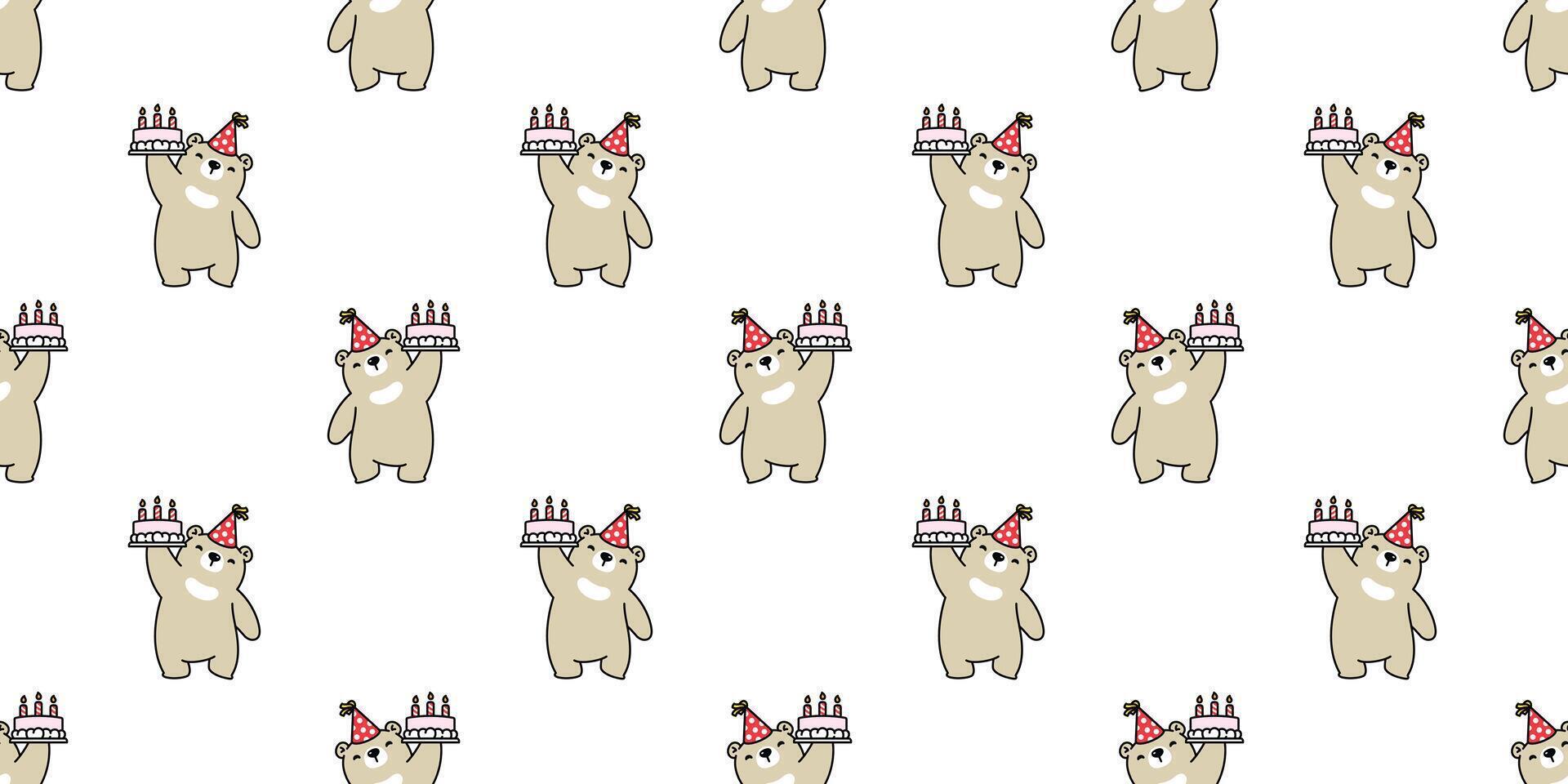 oso sin costura modelo vector polar oso pastel cumpleaños panadería bufanda aislado dibujos animados loseta antecedentes repetir fondo de pantalla animal ilustración diseño