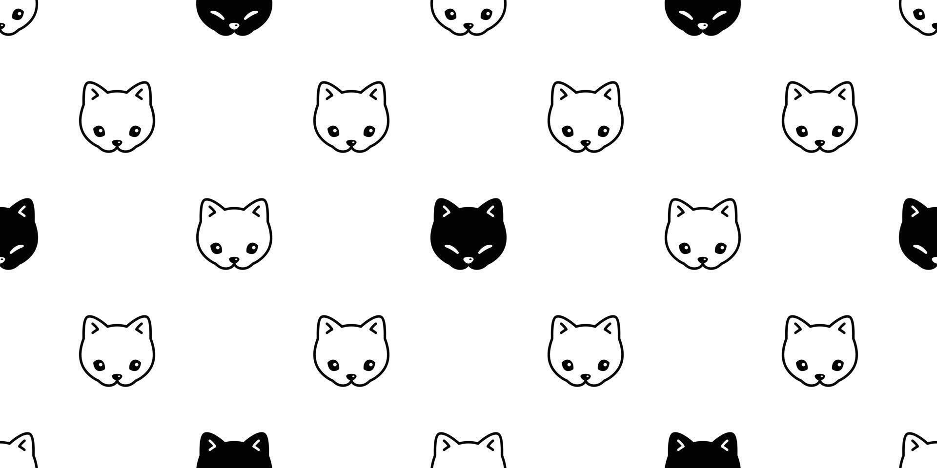 cat seamless pattern kitten face head vector calico animal pet scarf isolated repeat background cartoon tile wallpaper illustration doodle white design