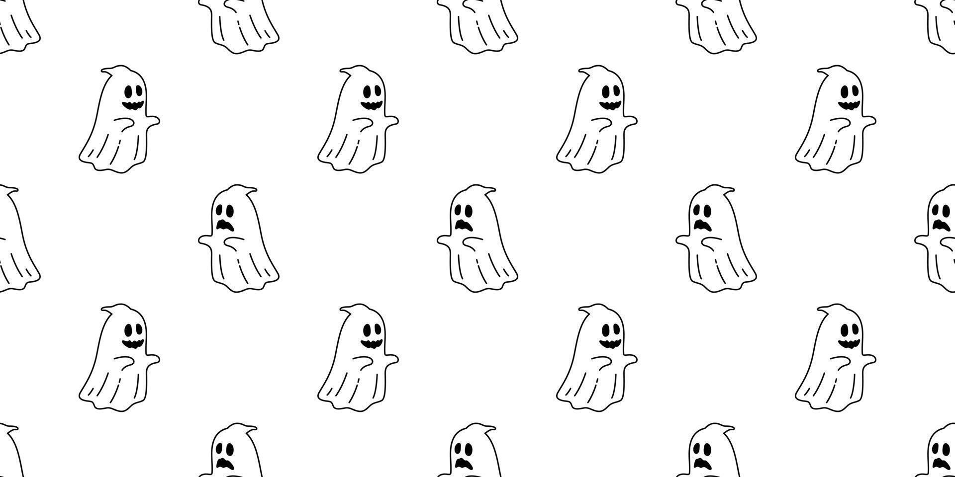 Ghost seamless pattern vector Halloween spooky scarf isolated repeat wallpaper tile background devil evil cartoon illustration doodle gift wrap paper white design