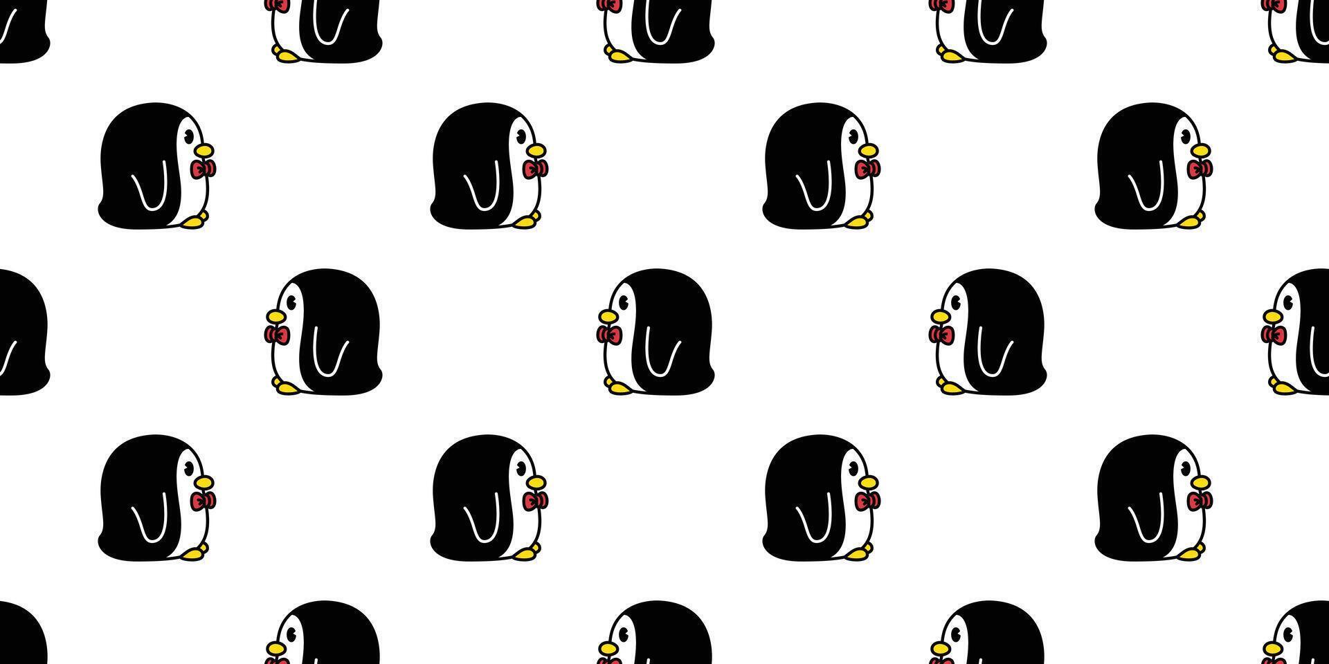 penguin Seamless pattern bird vector cartoon doodle scarf isolated tile background repeat wallpaper illustration design