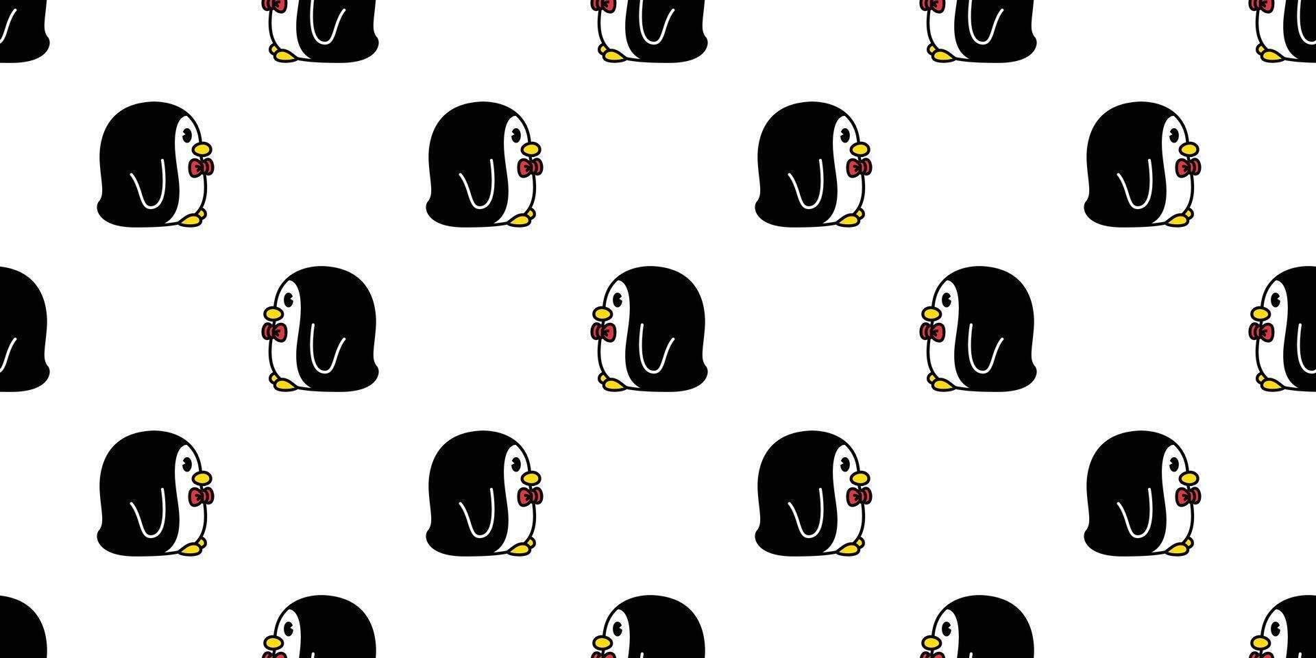 penguin Seamless pattern bird vector cartoon doodle scarf isolated tile background repeat wallpaper illustration design