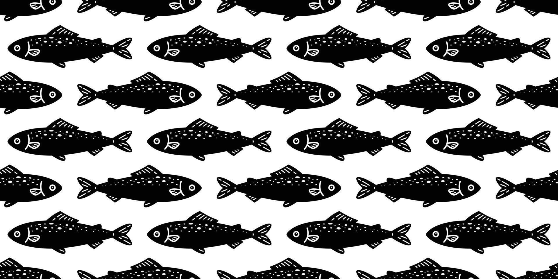 fish Seamless pattern salmon vector tuna shark scarf isolated dolphin whale ocean sea repeat wallpaper tile background cartoon illustration animal doodle design