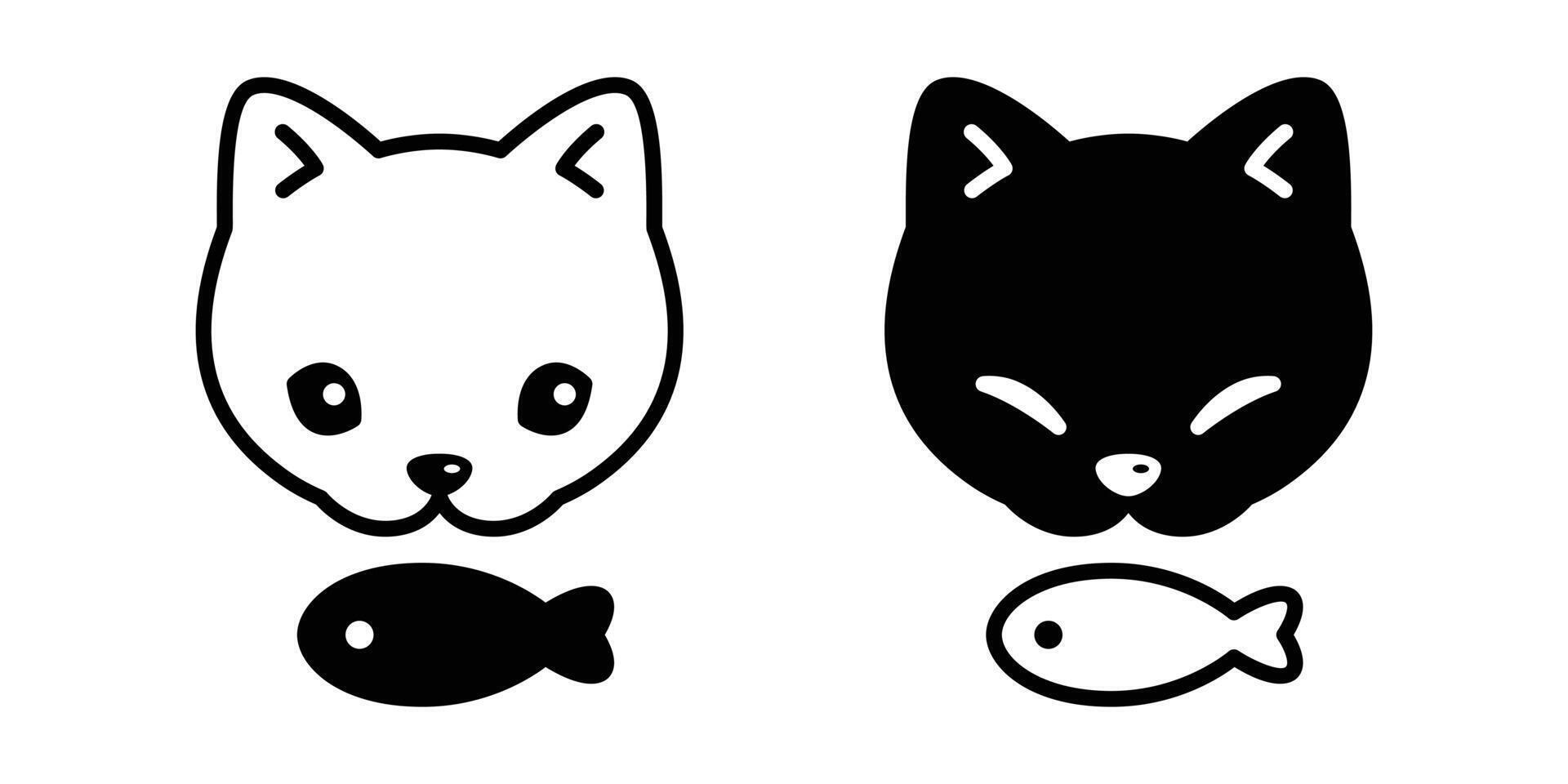 gato vector icono gatito pescado calicó cabeza cara mascota logo símbolo personaje dibujos animados garabatear ilustración diseño